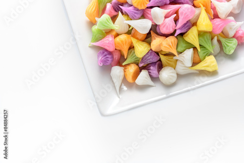 Colorful  thai dessert on white background. photo