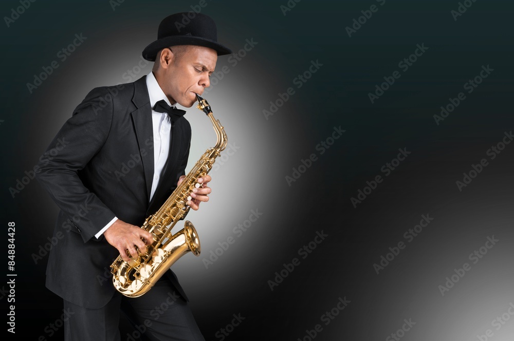 Fototapeta premium Sax, melody, handsome.