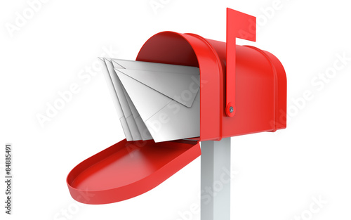 Incoming mail. mailbox with letters isolated
