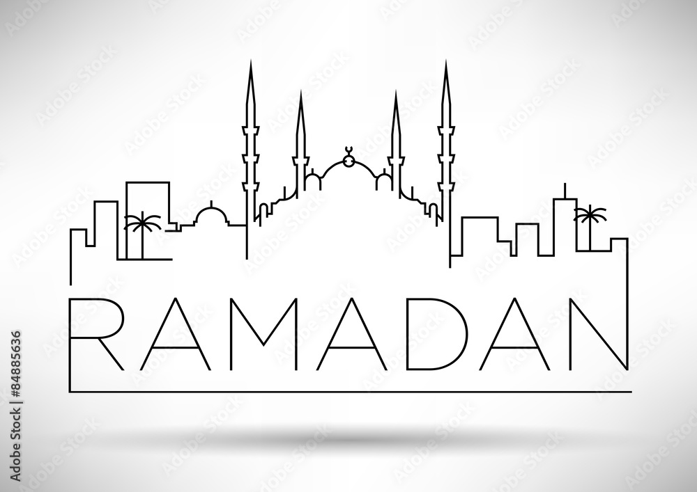 Typographic Ramadan Design with Vector Mosque