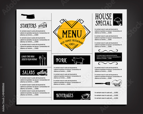 Restaurant cafe menu, template design. Food flyer.