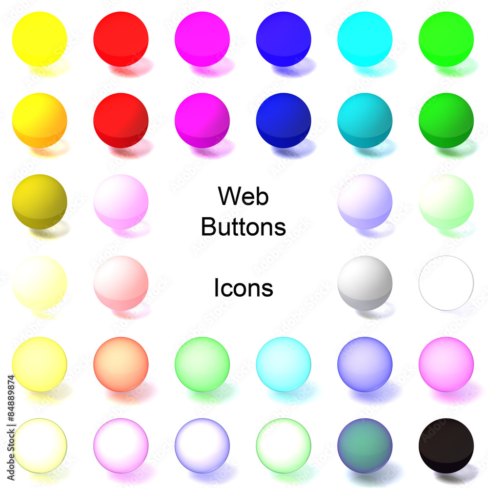 3D web colored buttons