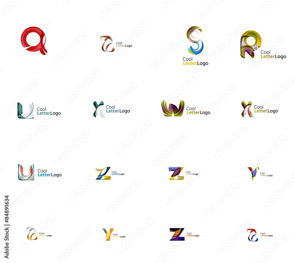 Set of universal company logo ideas, business icon collection