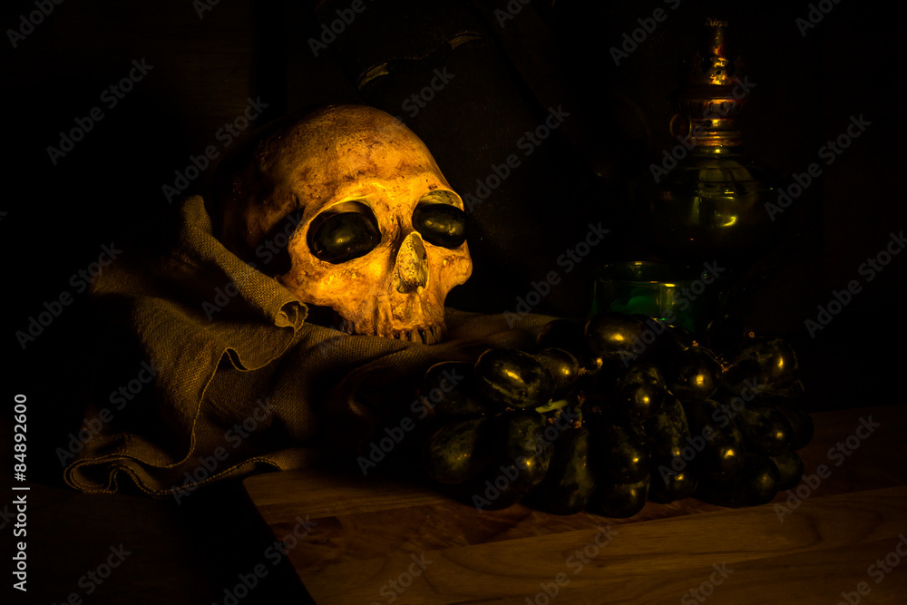 skull and black grape skull and black grape