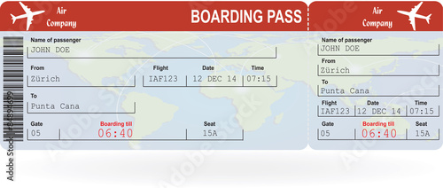 Vector image of airline boarding pass ticket  