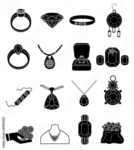 jewellery icons set