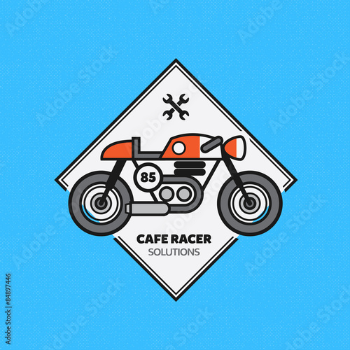 Vintage Motorbike Label. Vector Cafe Racer Emblem