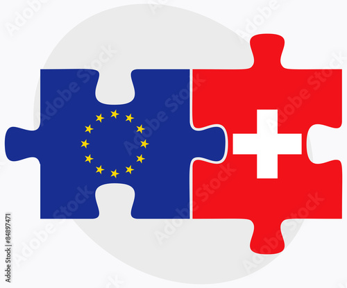 European Union and Switzerland Flags