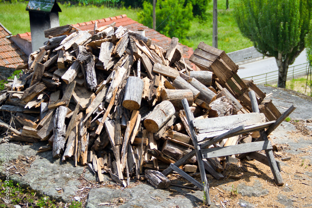 preparing of firewood on the street