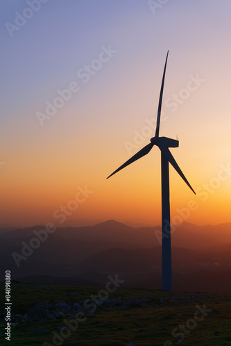 wind turbine silhouette at sunset