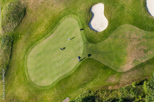 Aerial view over golf field in Poland