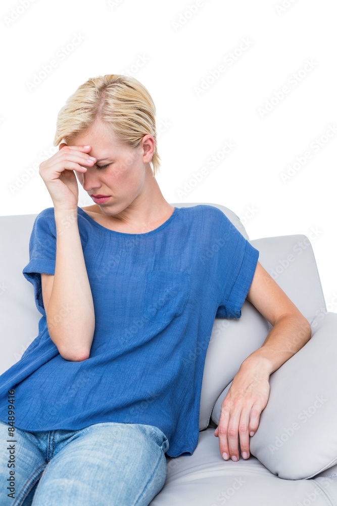 Attractive woman having headache