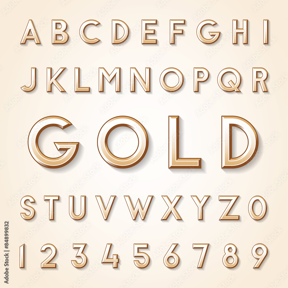 Vector Gold Vintage Alphabet