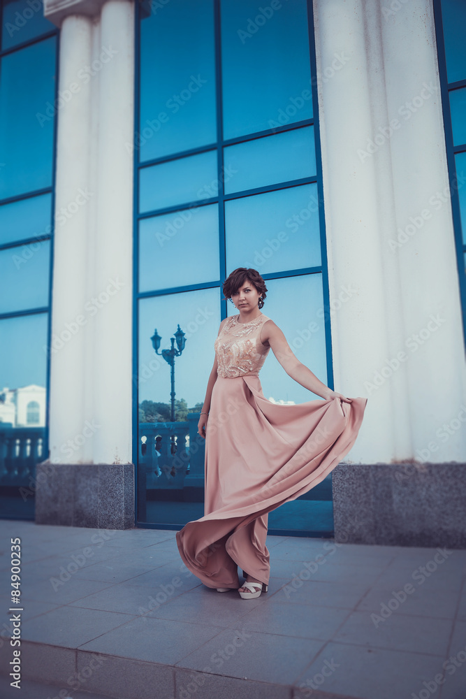 beautiful city woman has walking on a street beautiful city woman has walking on a street