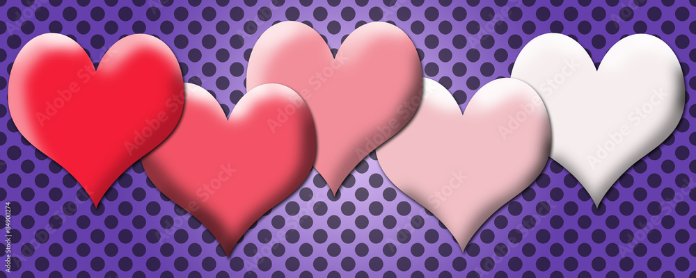Love design hearts banner with soft texture and dots background