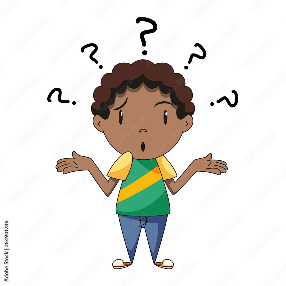 Confused boy, shrugging shoulders Stock Vector | Adobe Stock
