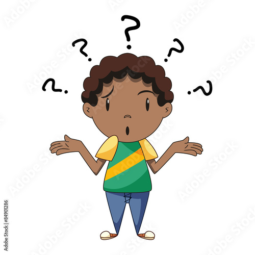 Confused boy, shrugging shoulders