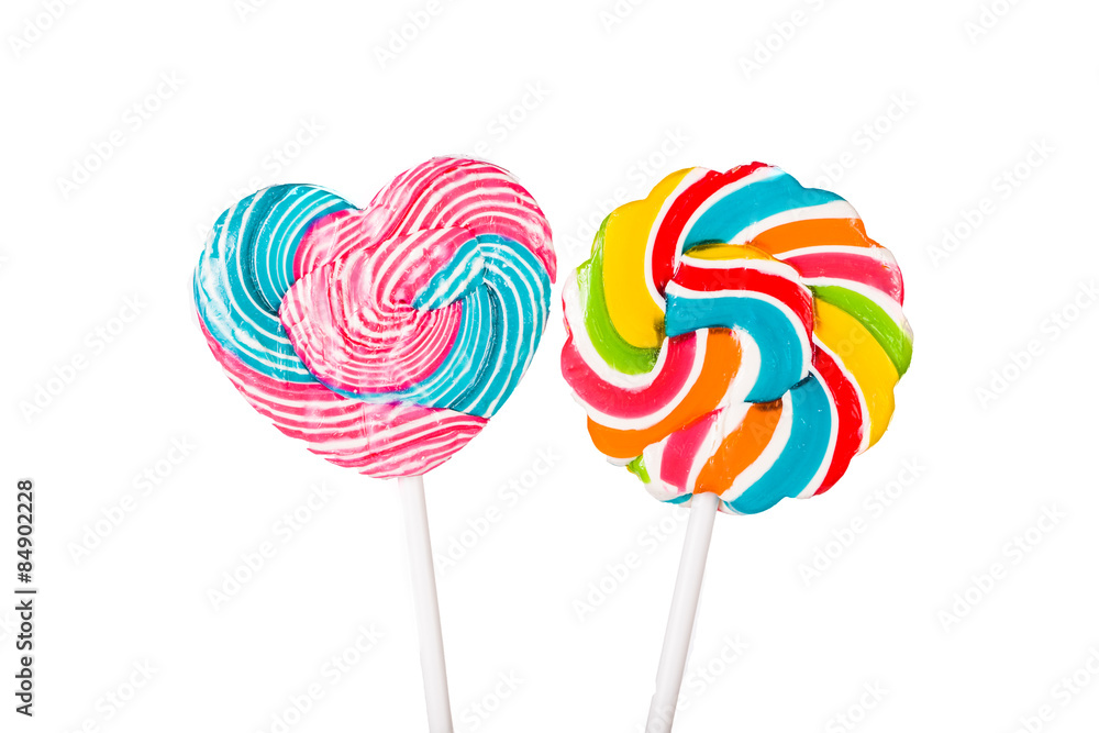Heart shaped and colorful sweet lollipop Heart shaped and colorful sweet lollipop