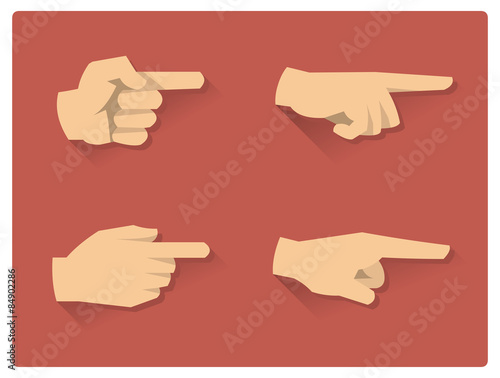 Pointing finger flat icons