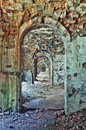 Room interior in abandoned fortress, Ukraine