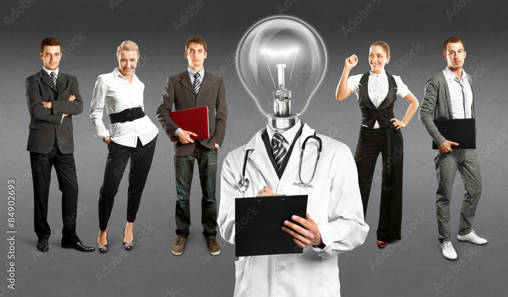 Business Team With Lamp Head Doctor Business Team With Lamp Head Doctor