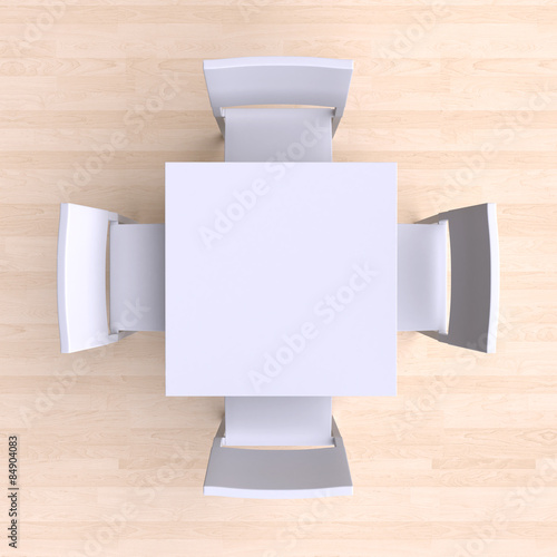 Square table with four chairs.