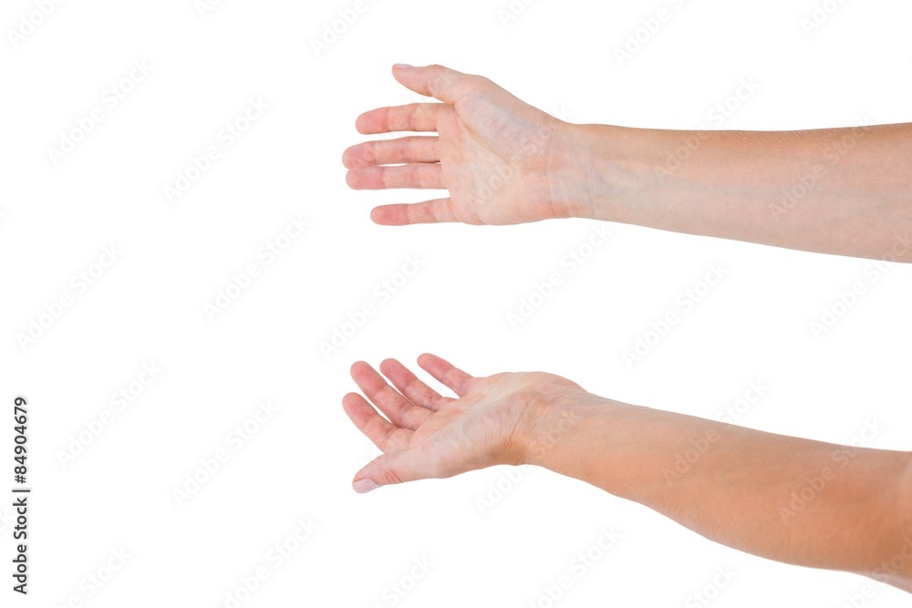Woman presenting with her hands Woman presenting with her hands