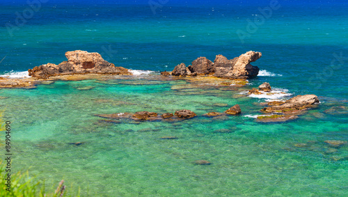 Fototapeta Naklejka Na Ścianę i Meble -  Beautiful Island with pure blue water. Chania, Crete. Greece.