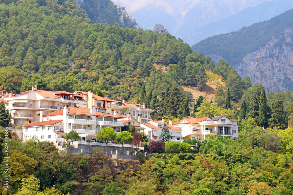 Small town of Litohoro near Mount Olympus in Greece