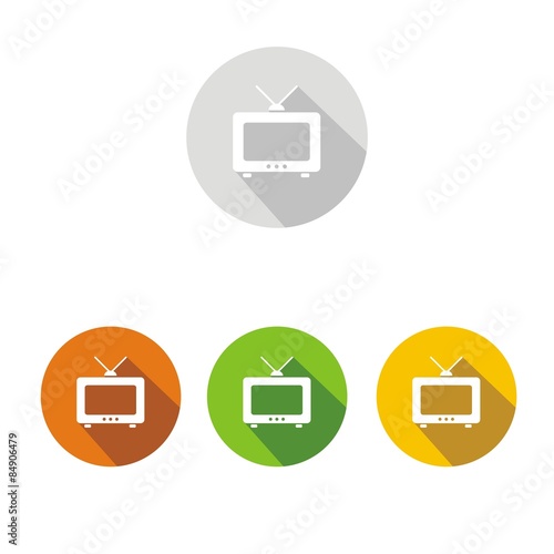 Iconos televisión botón colores sombra