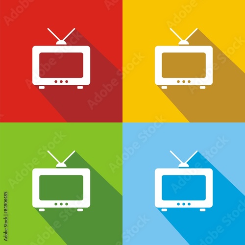 Iconos televisión colores sombra