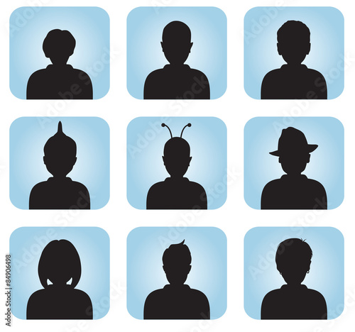 Silhouette of male & female as avatar profile pictures - vector