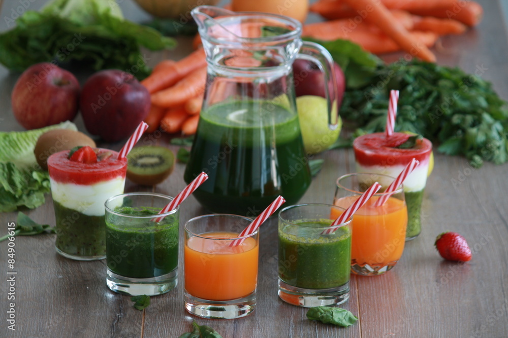 Fresh vegetables, fruits,juice and smoothie Fresh vegetables, fruits,juice and smoothie