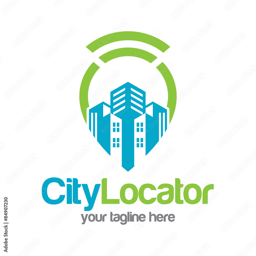 City pointer location logo design. Search the city capital building real estate vector. City pointer location logo design. Search the city capital building real estate vector.