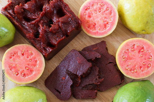 Brazilian dessert goiabada with fresh goiaba photo