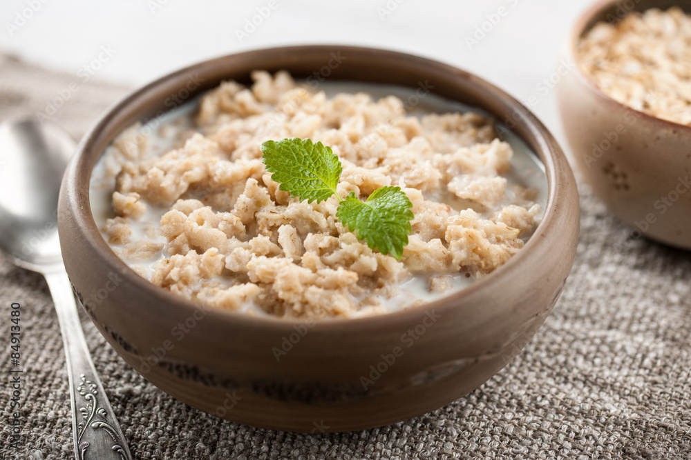 Breakfast oatmeal with milk Breakfast oatmeal with milk