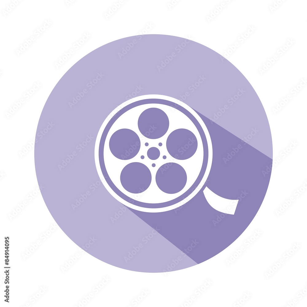 Icono cine morado botón sombra