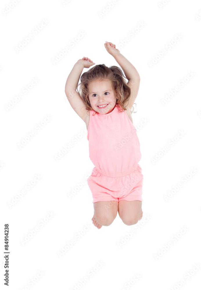 Happy little girl jumping Happy little girl jumping