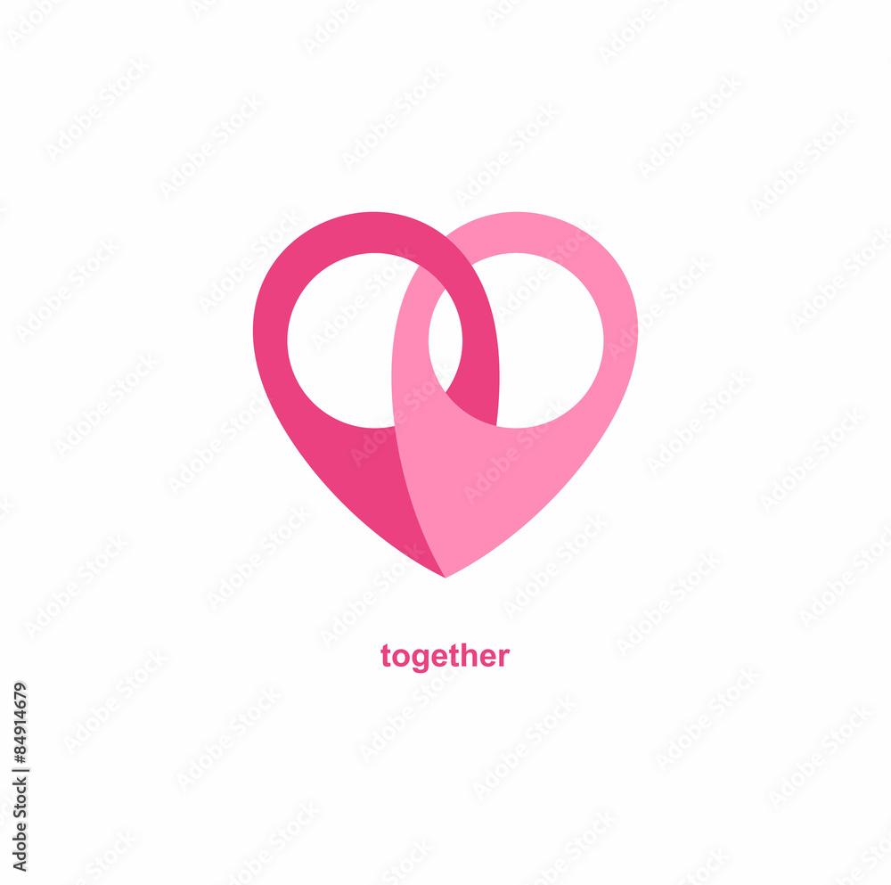 sign locations together the heart the logo