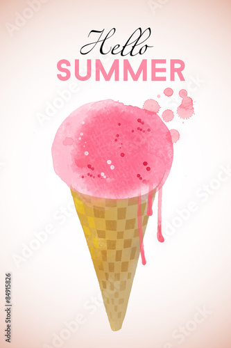 Ice Cream. Watercolor vector background  