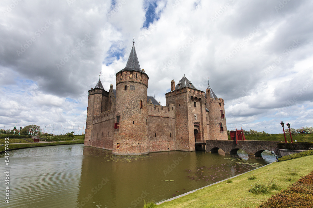 Exterior of the Medieval Muiderslot castle in Muiden, Holland, The Netherlands - Europe