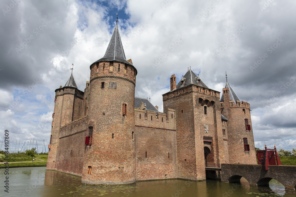 Exterior of the Medieval Muiderslot castle in Muiden, Holland, The Netherlands - Europe