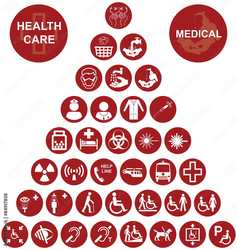 Medical and health care red Icons Medical and health care red Icons
