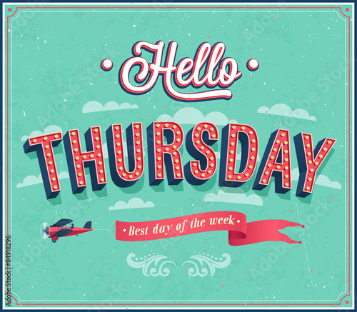 Hello Thursday typographic design.