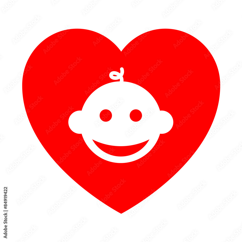 Obraz premium Corazon con simbolo cabeza niño