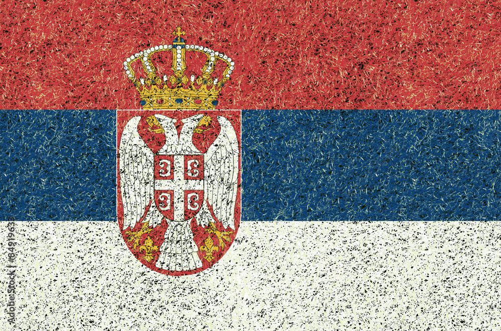 Serbia flag texture on green grass