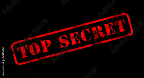 top secret red rubber stamp on black
