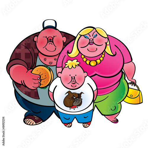 Fat family - father, mother and son
