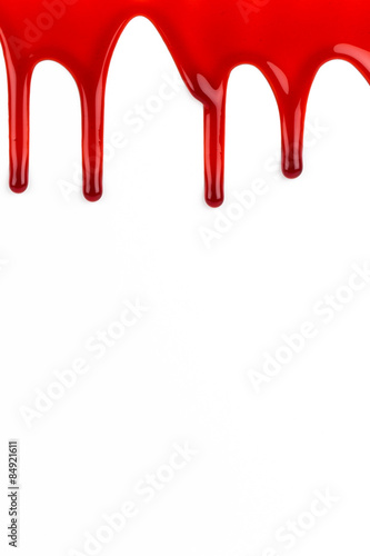 Blood oozing on white background
