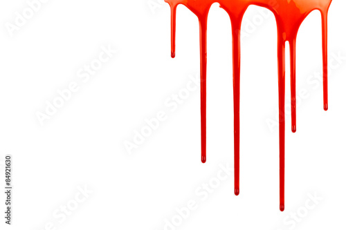 Dripping blood on white with copy space
